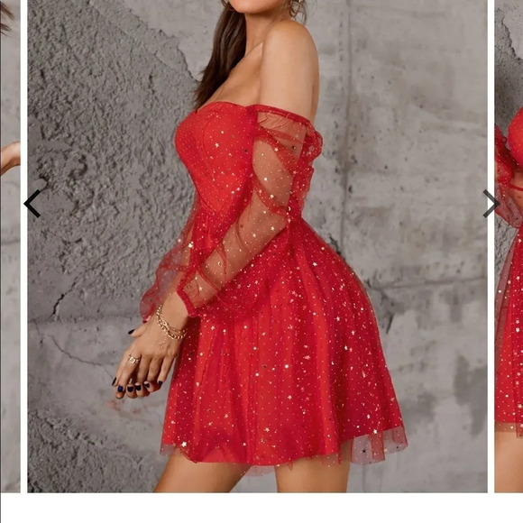 Double Crazy Star Mesh Fit & Flare Dress - Picture 6 of 15